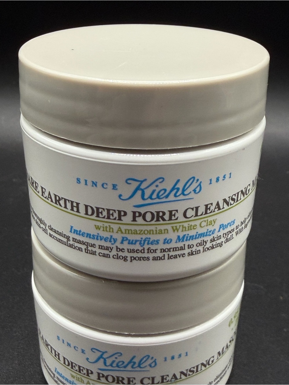 Kiehl's Deep Pore Cleansing Masque Jar - White with Blue Logo